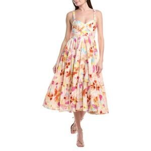 Amur Womens Kellem Silk-Blend Midi Dress, Pink